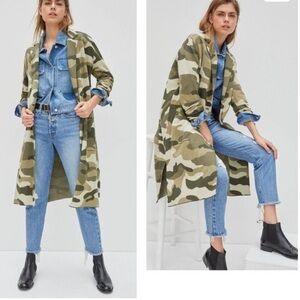 NWOT Anthropologie Maeve Camo Kieran Sweater Coat Cardigan Medium Petite Green